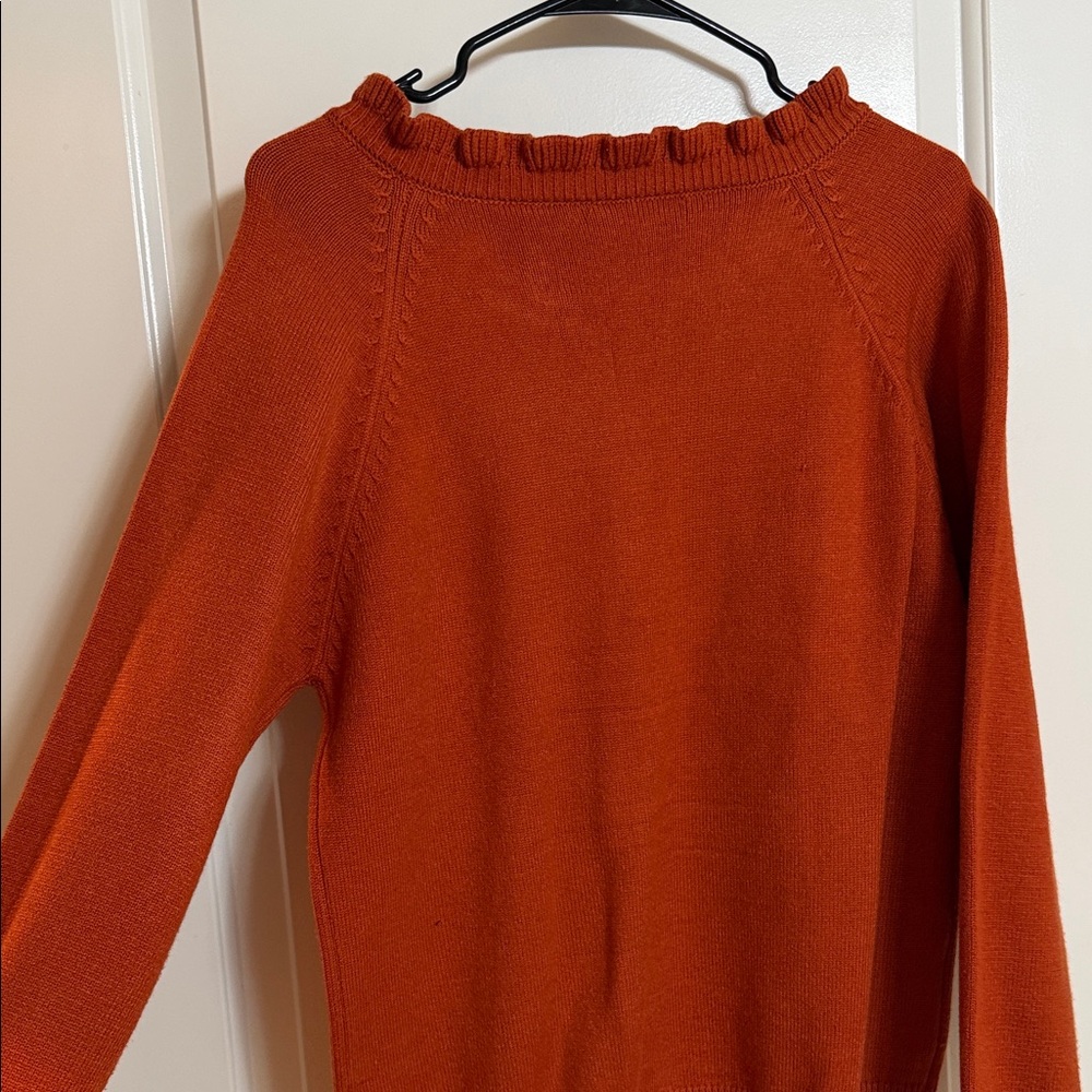 Women's Ruffled Orange Sweater - Picture 4 of 4